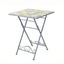 EMINZA Table bistrot carrée pliable en mosaïque (58 x 58 cm) Sorrento Bleu Hot