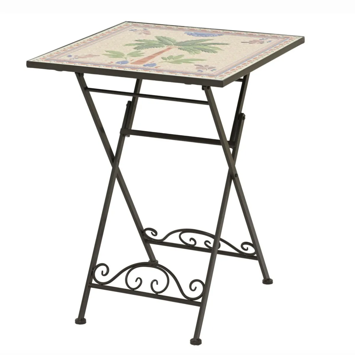 EMINZA Table bistrot carrée pliable en mosaïque (58 x 58 cm) Havana Brun Marron Discount