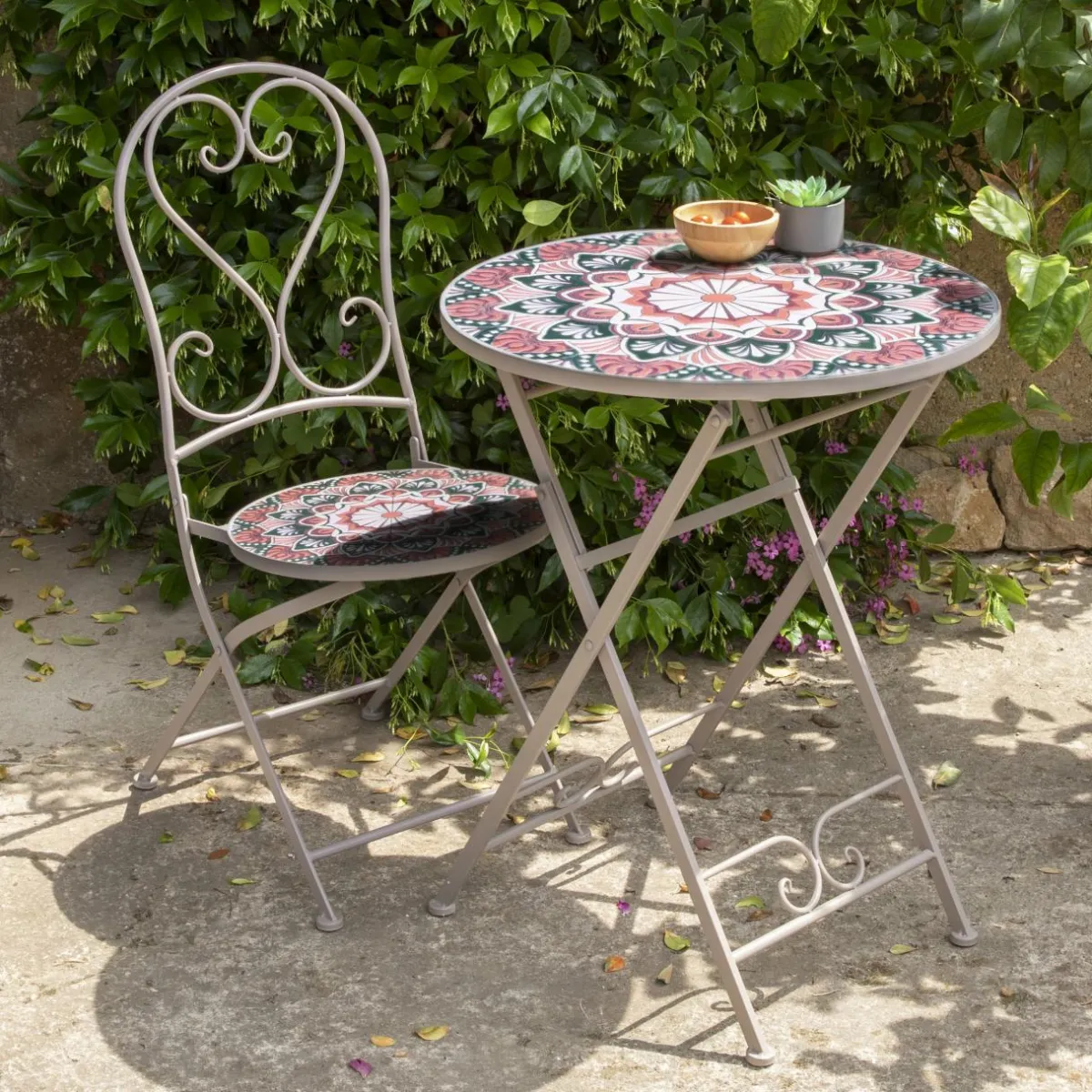 #N/A Table bistrot mosaïque Narbonne et rose Taupe Sale
