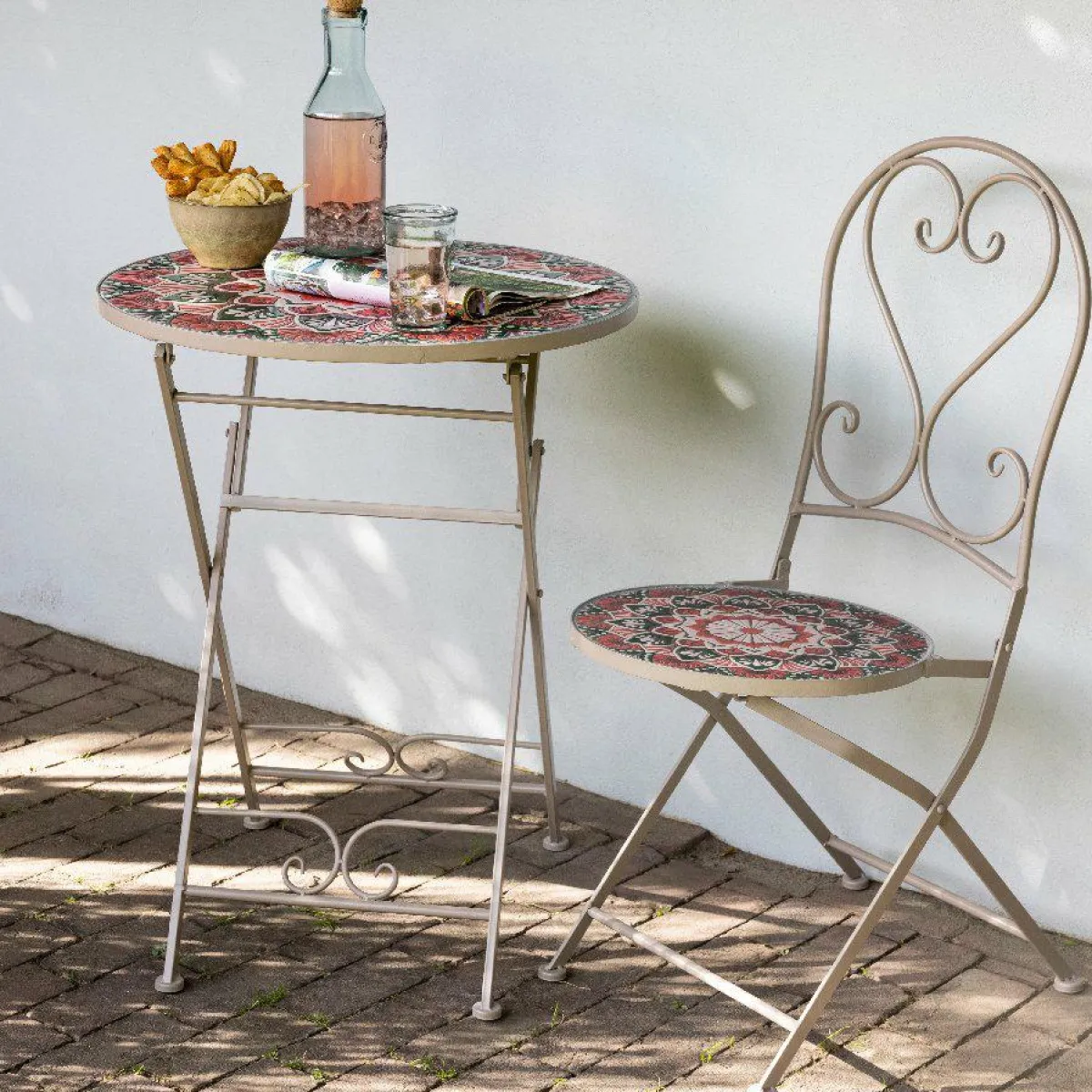 #N/A Table bistrot mosaïque Narbonne et rose Taupe Sale