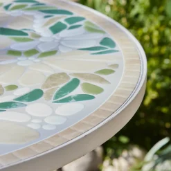 #N/A Table bistrot ronde pliable en mosaïque (D58 cm) Genève Crème Beige