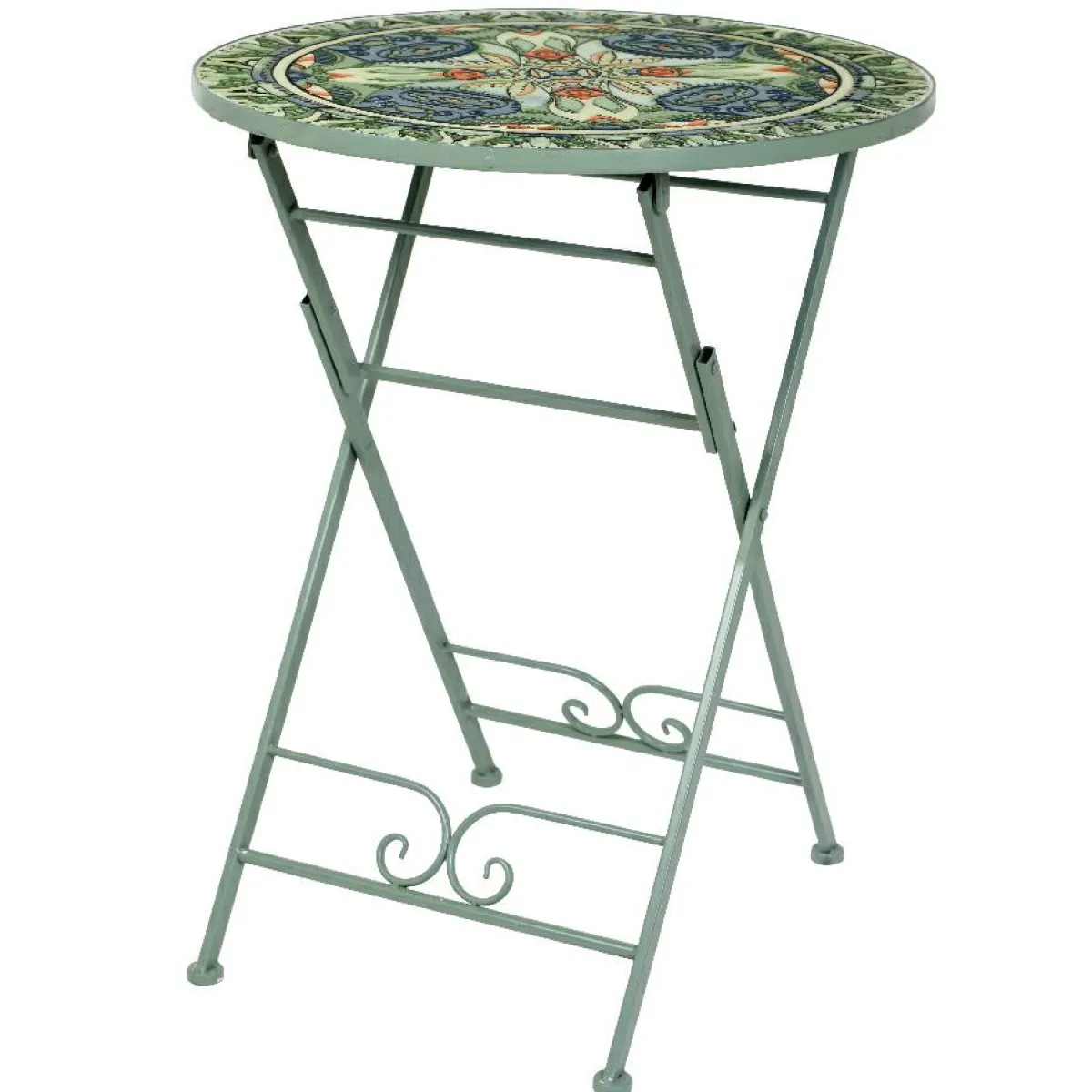 #N/A Table bistrot ronde pliable mosaïque (D60 cm) Cancùn sauge Vert Discount