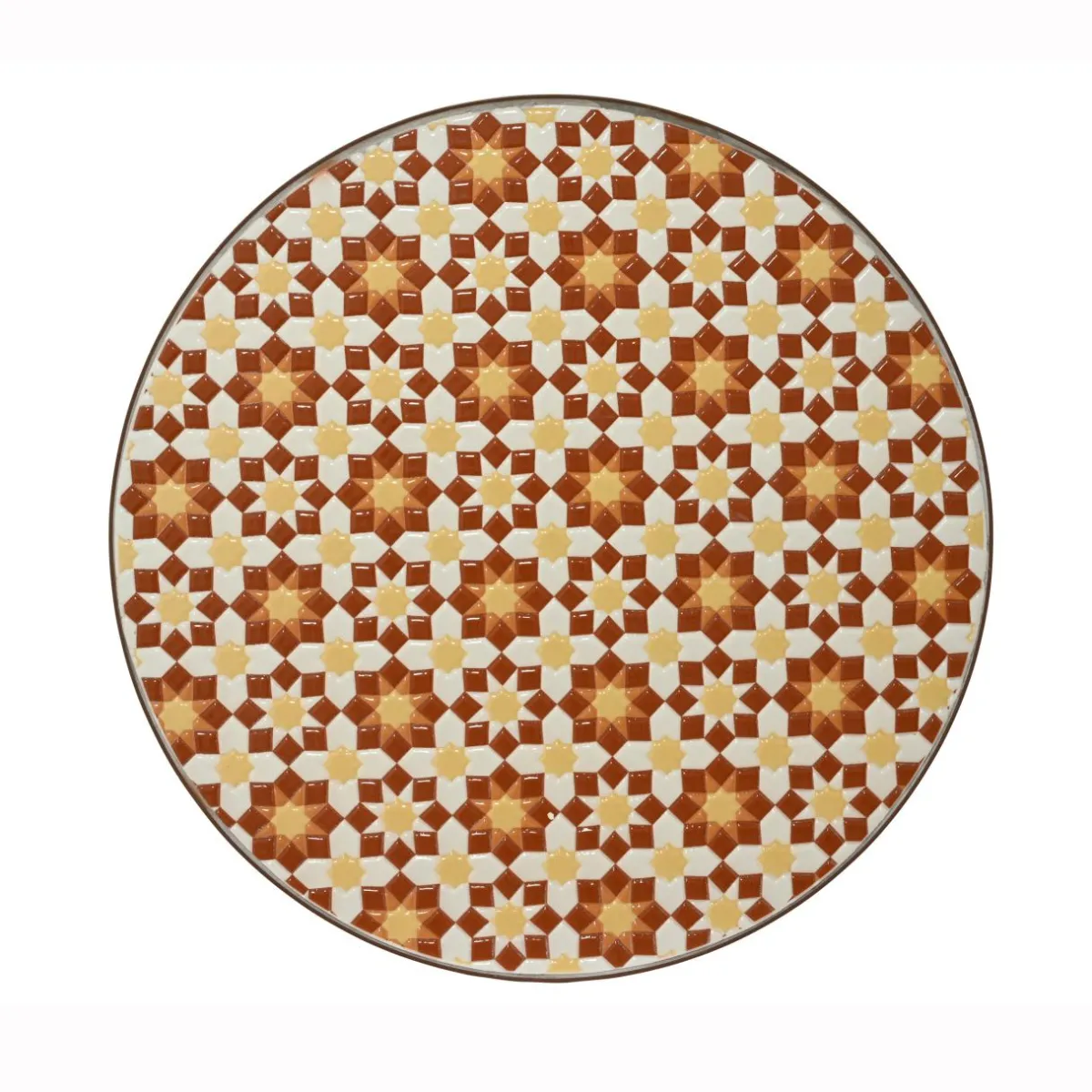 EMINZA Table bistrot ronde pliable en mosaïque (D58 cm) Madrid Marron New