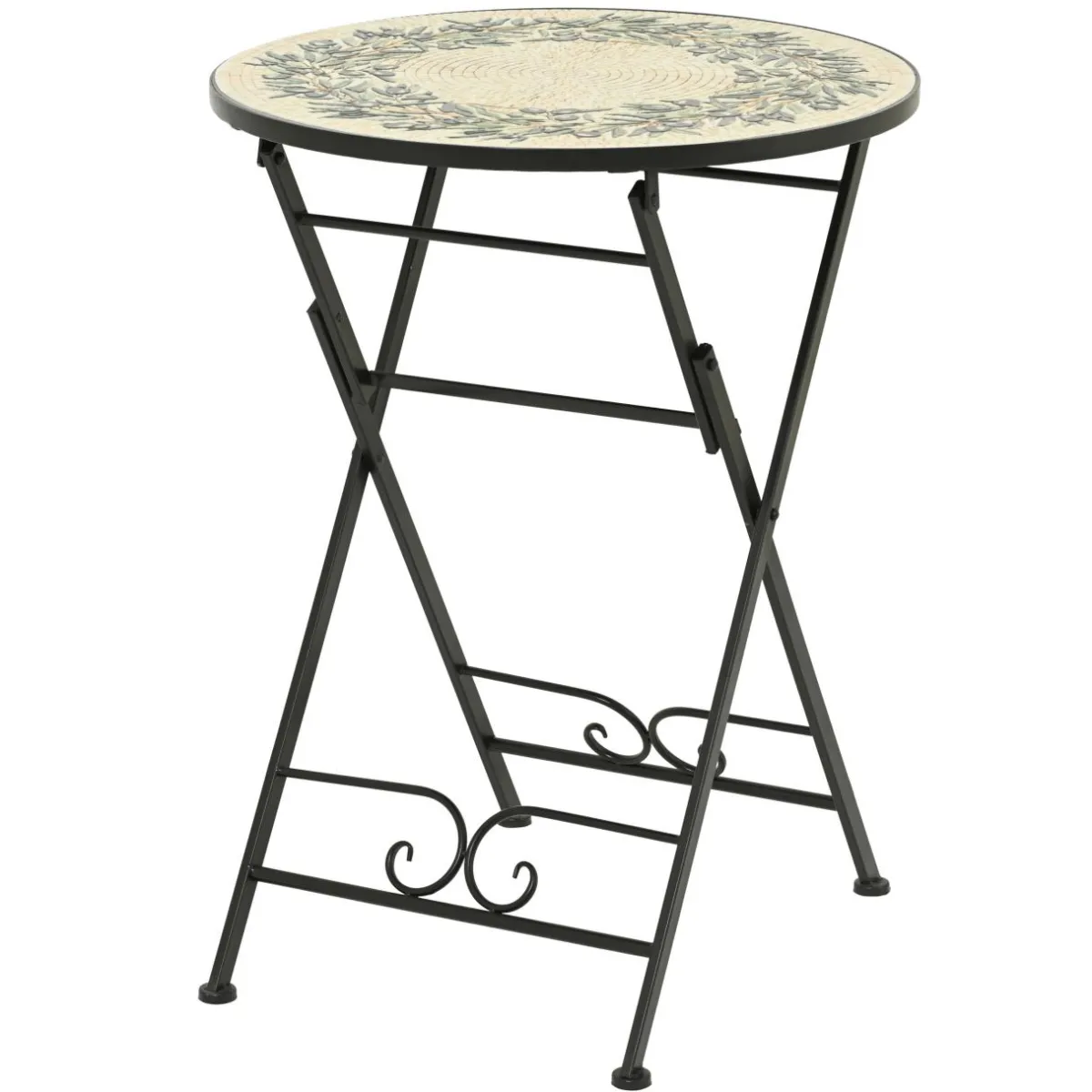EMINZA Table bistrot ronde pliable en mosaïque (D58 cm) Athènes Beige Discount