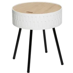 ATMOSPHERA Table coffre en bois (H45 cm) Shiro he Blanc New