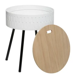 ATMOSPHERA Table coffre en bois (H45 cm) Shiro he Blanc New