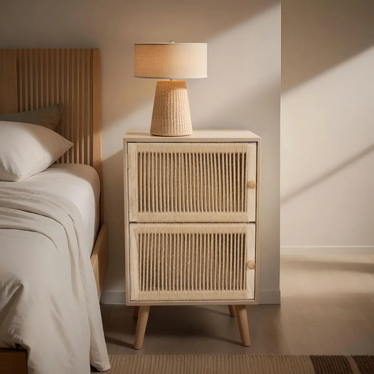 EMINZA Table d'appoint bois et corde de chanvre (H65 cm) Double Manille Beige Outlet