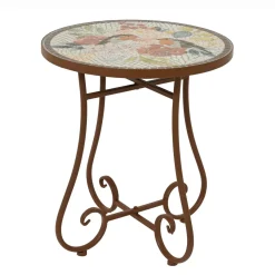 EMINZA Table d'appoint ronde en mosaïque (H46 x D39 cm) Aberdeen Marron Best