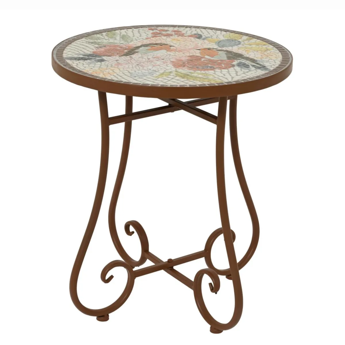 EMINZA Table d'appoint ronde en mosaïque (H46 x D39 cm) Aberdeen Marron Best
