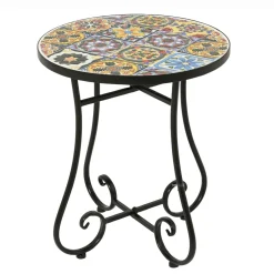 EMINZA Table d'appoint ronde en mosaïque (H46 x D39 cm) Braga Multicolore Clearance