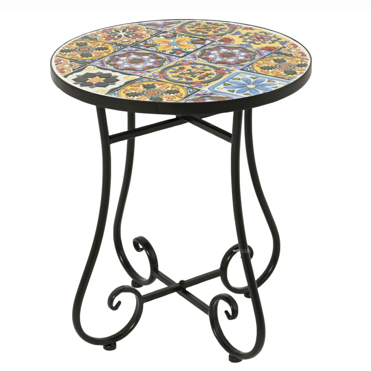 EMINZA Table d'appoint ronde en mosaïque (H46 x D39 cm) Braga Multicolore Clearance