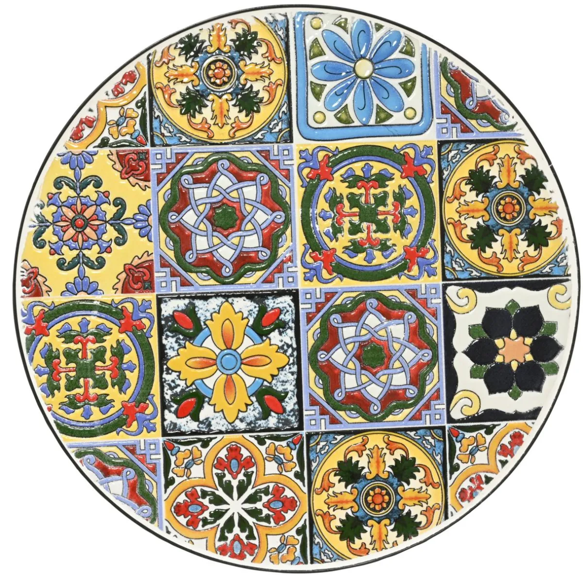 EMINZA Table d'appoint ronde en mosaïque (H46 x D39 cm) Braga Multicolore Clearance