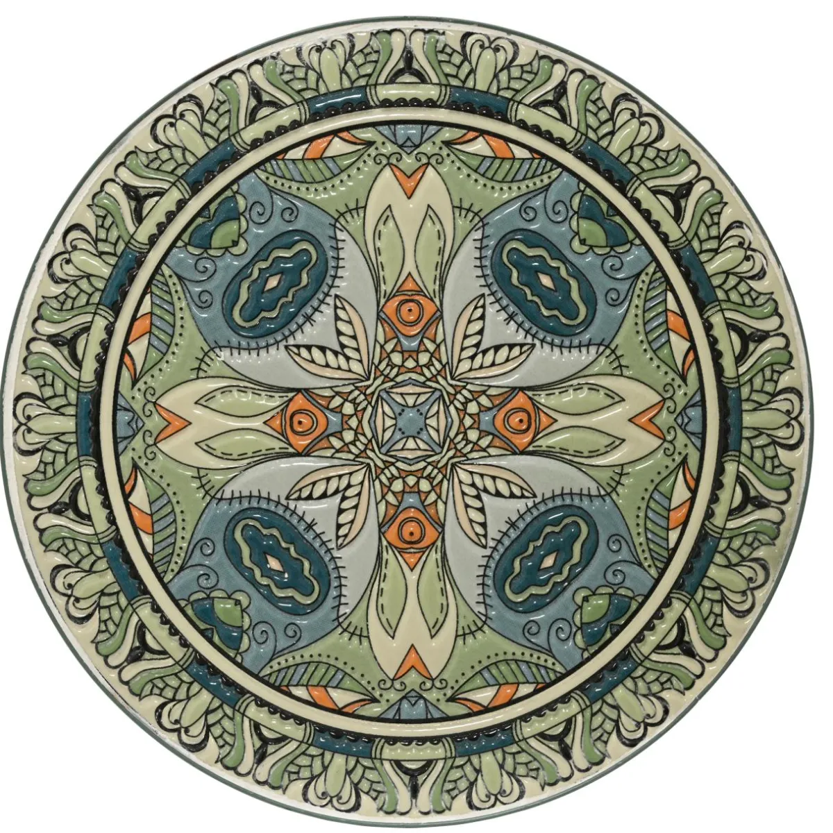 EMINZA Table d'appoint ronde en mosaïque (H46 x D39 cm) Cancùn Vert sauge Discount