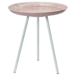 #N/A Table d'appoint ronde (H43 cm) Plateau émaillé pâle Rose Sale