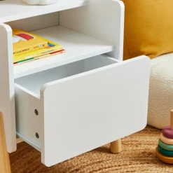 EMINZA Table de chevet avec tiroir enfant bois (H49 cm) Gabin he Blanc Outlet