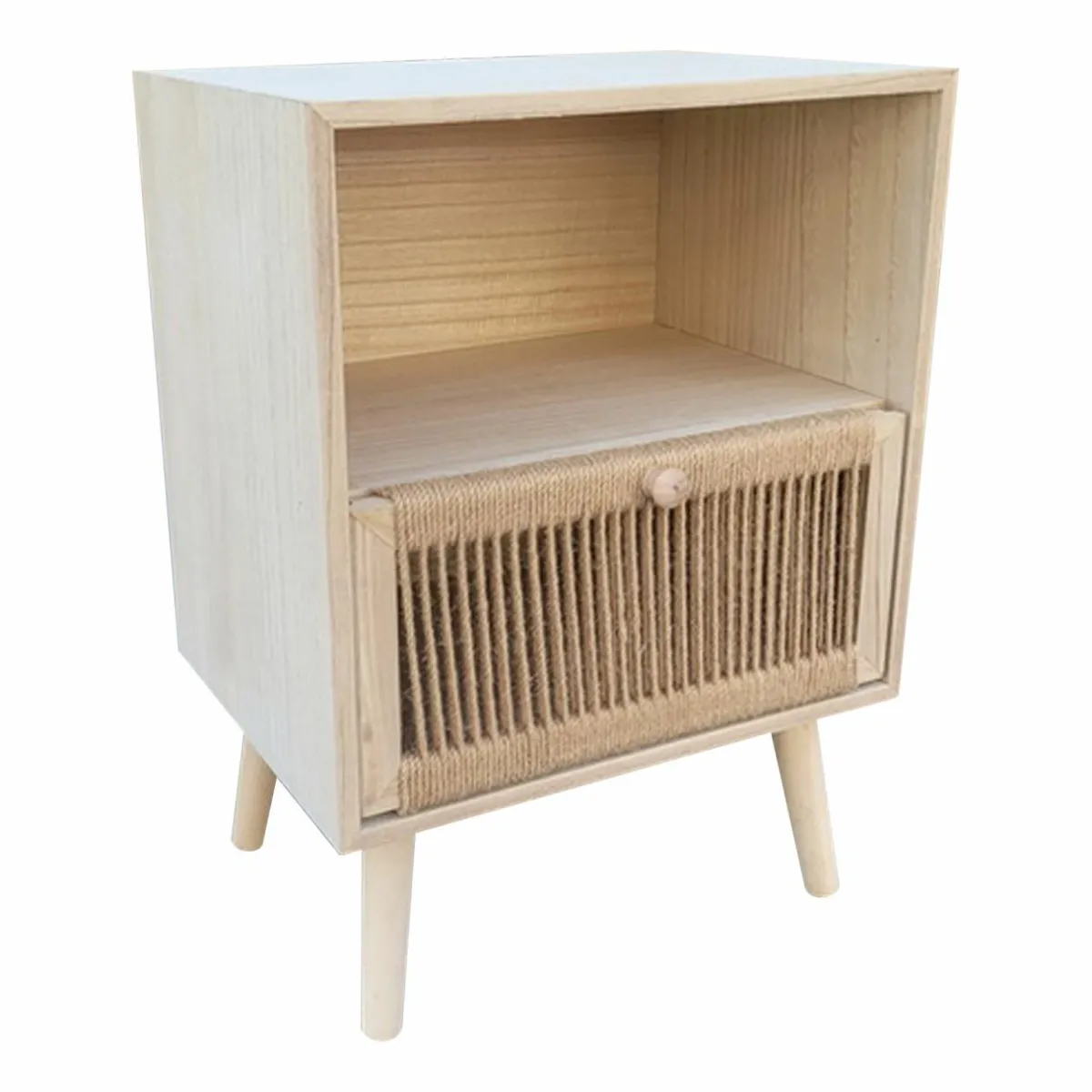 EMINZA Table de chevet bois et corde de chanvre (H55 cm) Manille niche Beige Clearance