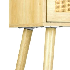 OSTARIA Table de Chevet Bois et Cannage (60 cm) Beige Outlet