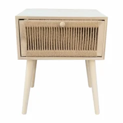EMINZA Table de chevet bois et cordes de chanvre (H58 cm) Manille tiroir Beige Best