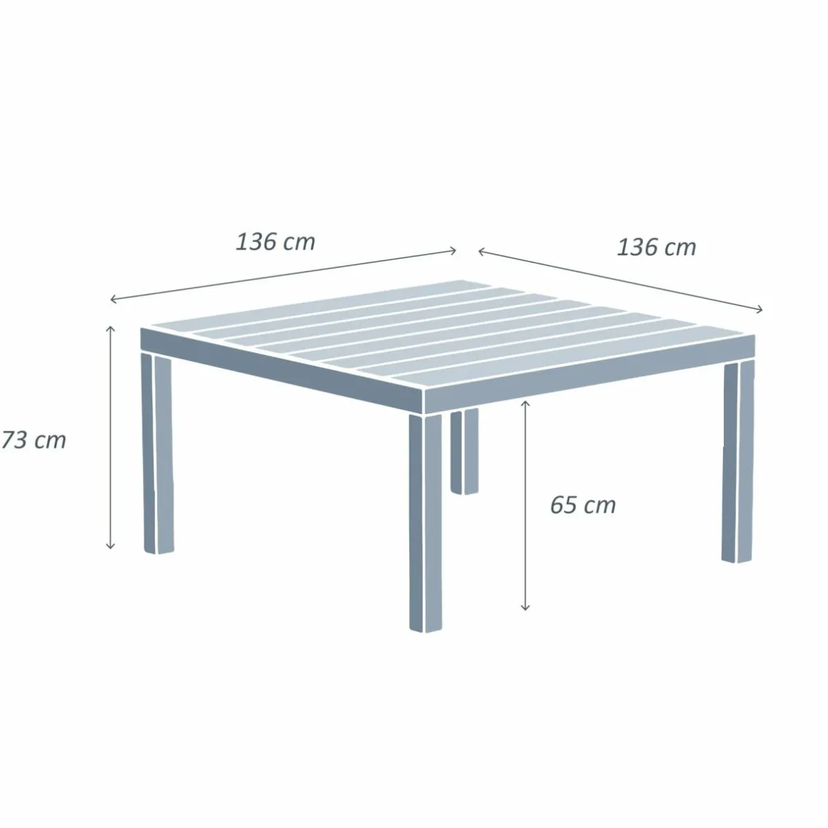 MOBELLIA Table de jardin carrée aluminium 8 places (136 x 136 cm) Murano Bronze Best