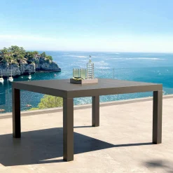 MOBELLIA Table de jardin carrée aluminium 8 places (136 x 136 cm) Murano Gris Anthracite Sale