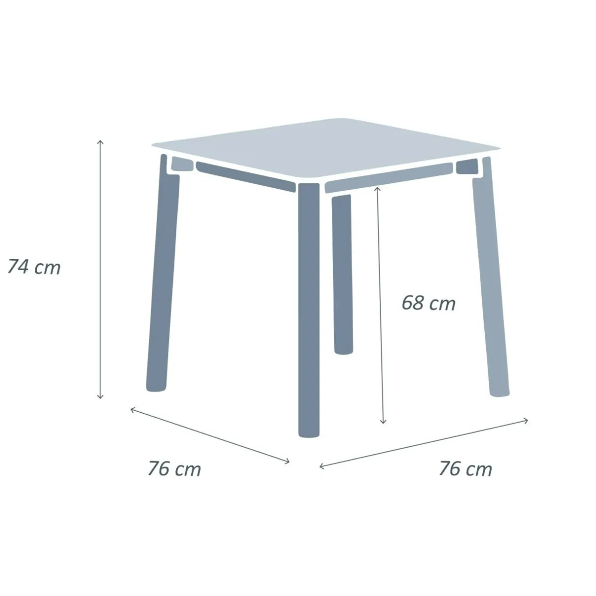 MOBELLIA Table de jardin carrée en aluminium 2 places (76 x 76 cm) Monte Carlo Blanc Discount