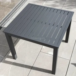MOBELLIA Table de jardin carrée en aluminium 4 places (89 x 89 cm) Murano Gris Anthracite Best
