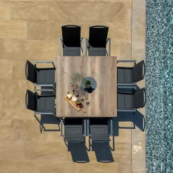 MOBELLIA Table de jardin carrée en aluminium 8 places (136 x 136 cm) Amalfi Gris Anthracite Best