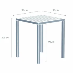 MOBELLIA Table de jardin carrée haute aluminium 4 places (90 x H105 cm) Murano Gris Anthracite Hot