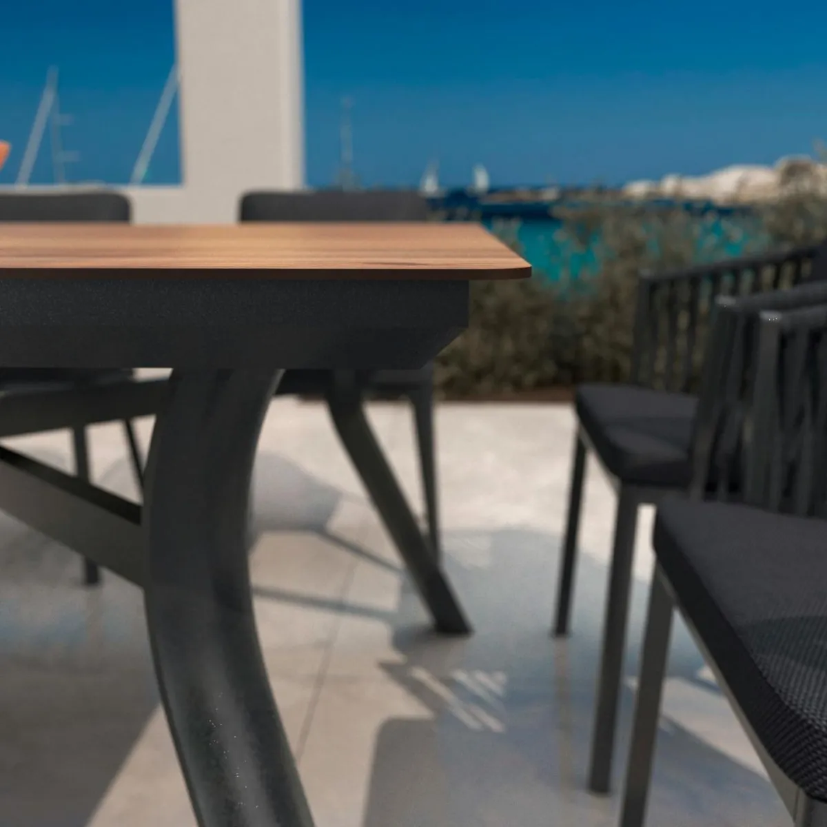 MOBELLIA Table de jardin en aluminium 8 places (200 x 90 cm) Amalfi Gris Anthracite Best