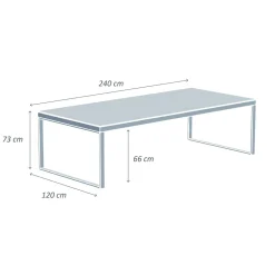 MOBELLIA Table de jardin en aluminium et céramique 10 places (240 x 120 cm) Kore Blanc et Beige Discount