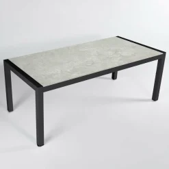 MOBELLIA Table de jardin en aluminium et céramique 8 places (180 x 90 cm) Modena Gris clair Outlet