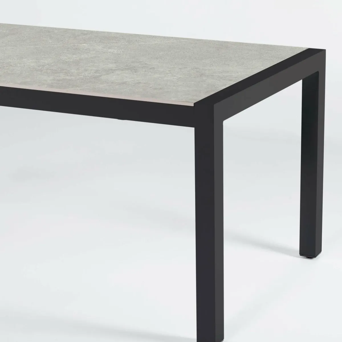 MOBELLIA Table de jardin en aluminium et céramique 8 places (180 x 90 cm) Modena Gris clair Outlet