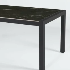 MOBELLIA Table de jardin en aluminium et céramique 8 places (180 x 90 cm) Modena Noir marbré Clearance