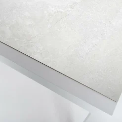 MOBELLIA Table de jardin en aluminium et céramique 8 places (180 x 90 cm) Modena Blanc New