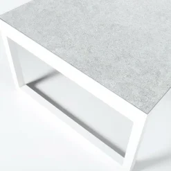 MOBELLIA Table de jardin en aluminium et céramique 12 places (260 x 120 cm) Kore Blanc et Gris clair Discount