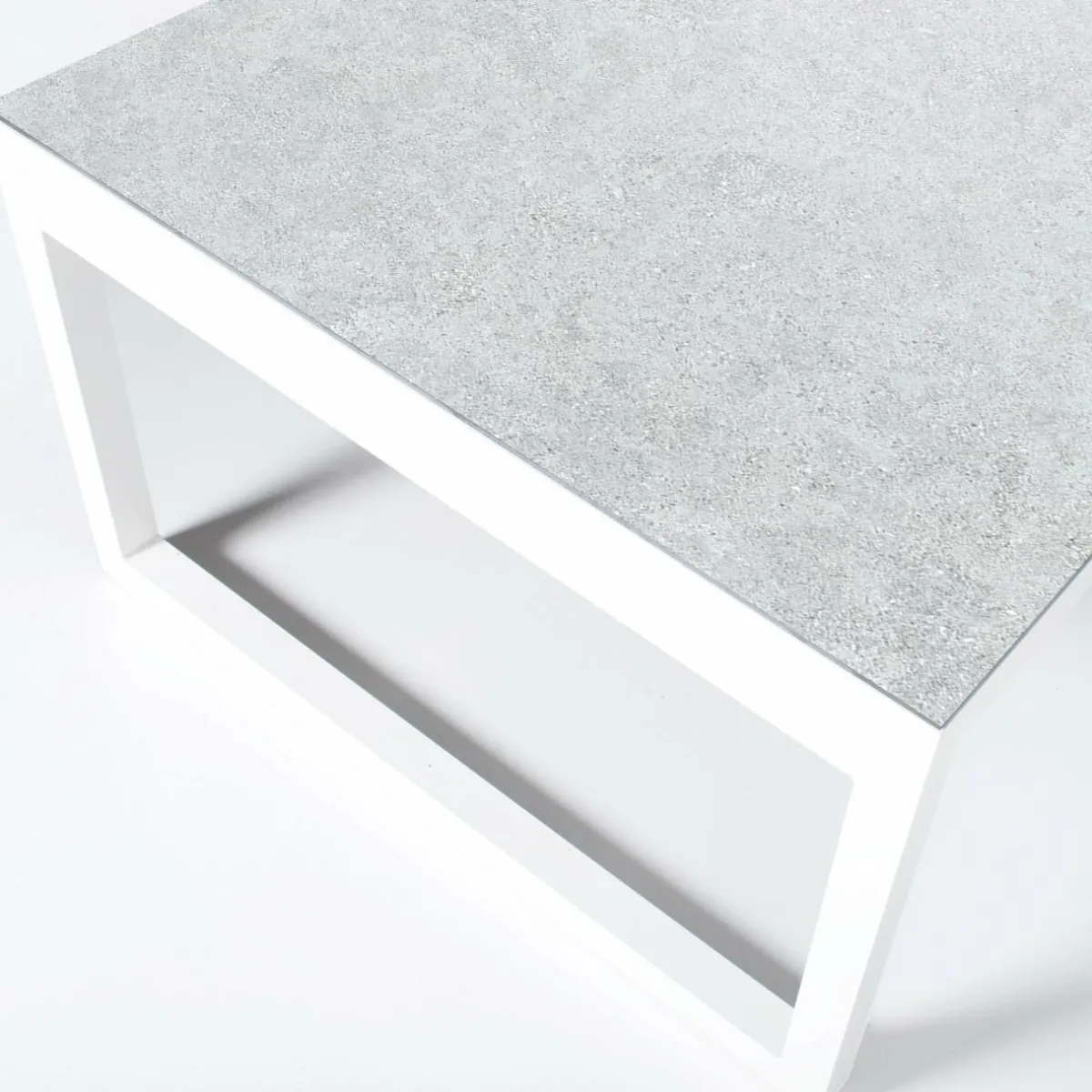 MOBELLIA Table de jardin en aluminium et céramique 12 places (260 x 120 cm) Kore Blanc et Gris clair Discount
