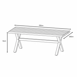 MOBELLIA Table de jardin en aluminium et bois teck 8 places (200 x 100 cm) Bali Blanc Best