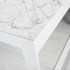 MOBELLIA Table de jardin en aluminium et céramique 12 places (260 x 120 cm) Kore Blanc marbré Outlet