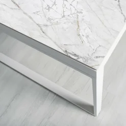 MOBELLIA Table de jardin en aluminium et céramique 12 places (260 x 120 cm) Kore Blanc marbré Outlet