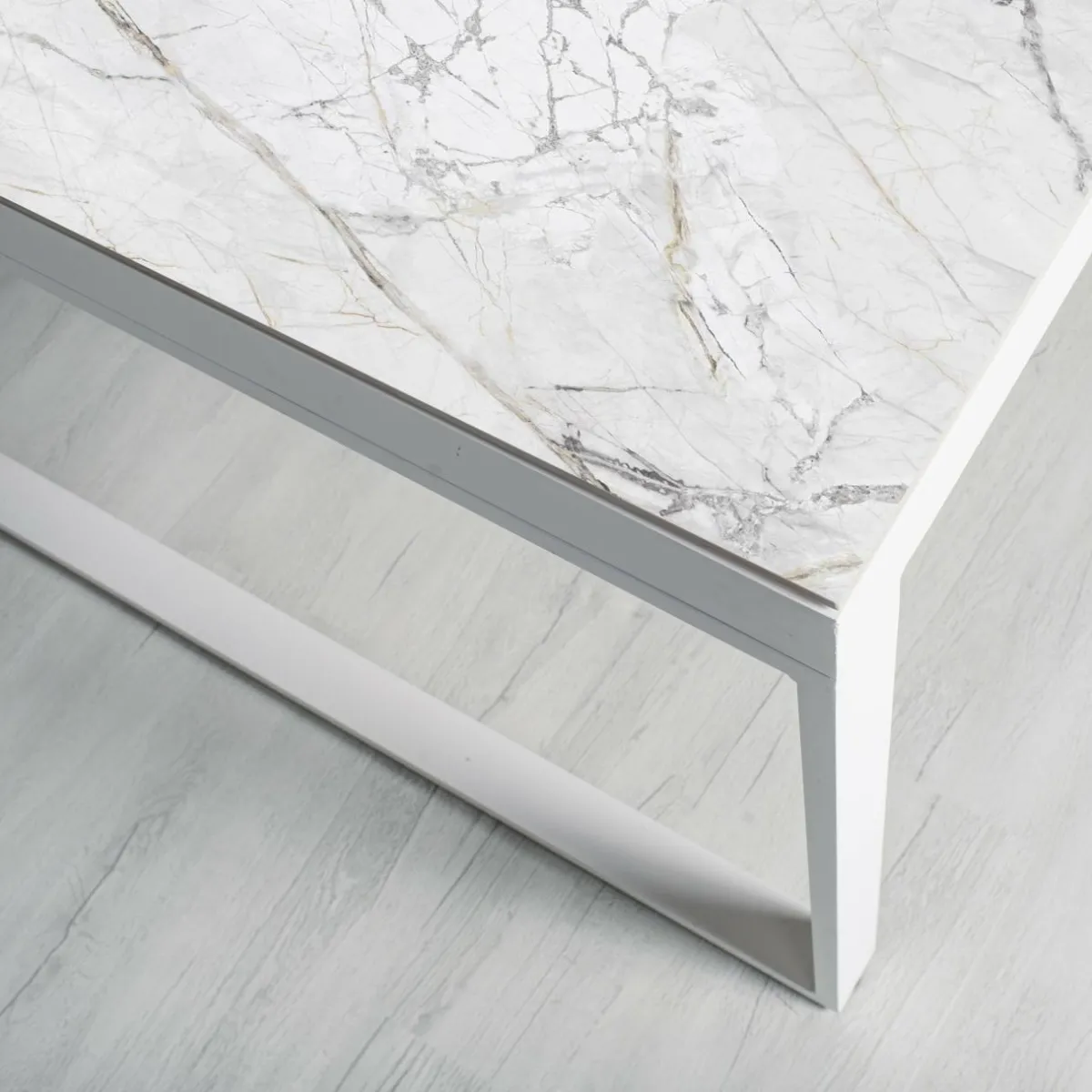 MOBELLIA Table de jardin en aluminium et céramique 12 places (260 x 120 cm) Kore Blanc marbré Outlet