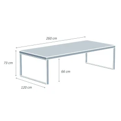 MOBELLIA Table de jardin en aluminium et céramique 12 places (260 x 120 cm) Kore Blanc marbré Outlet