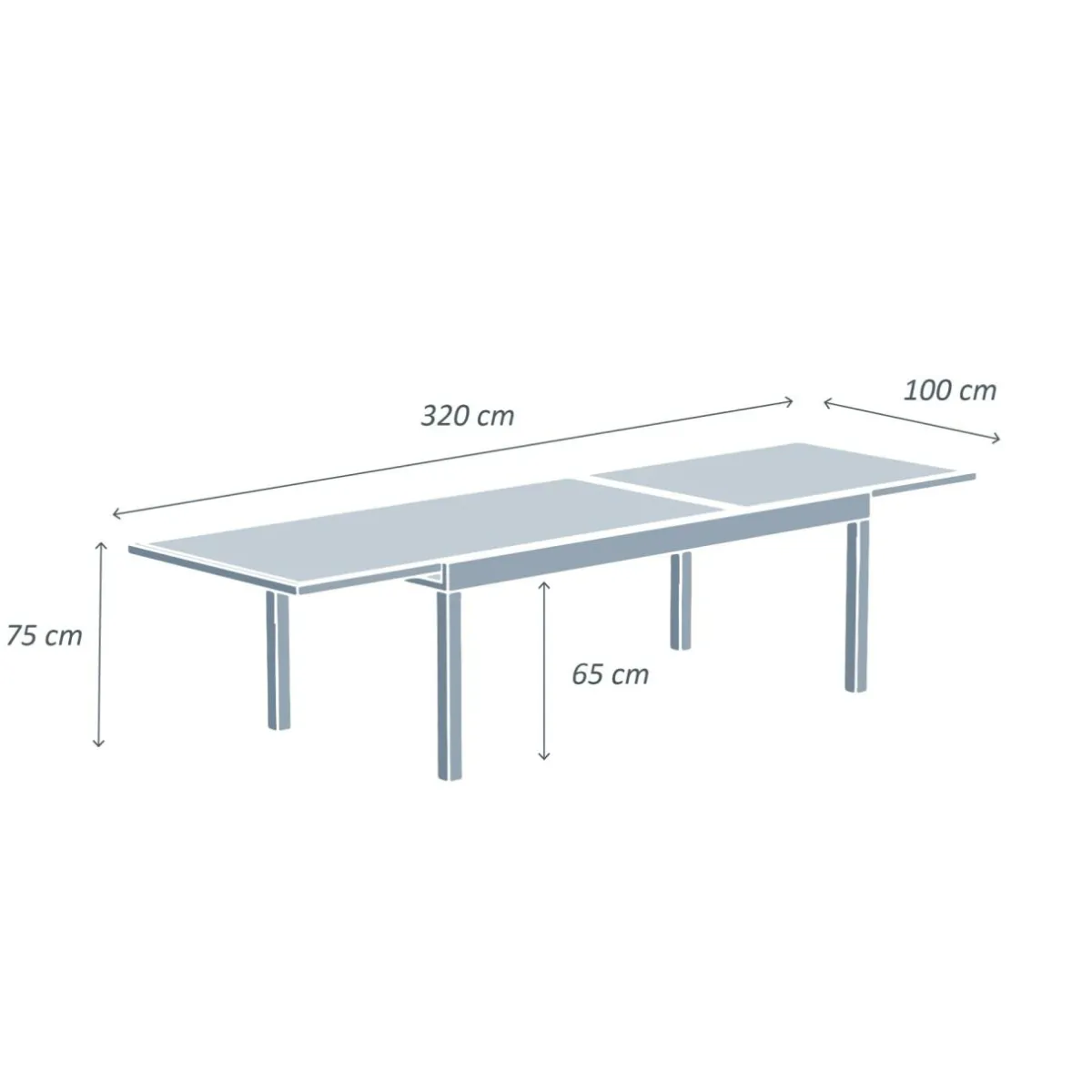 MOBELLIA Table de jardin extensible en verre 12 places (200/320 x 100 cm) Murano Bronze Discount