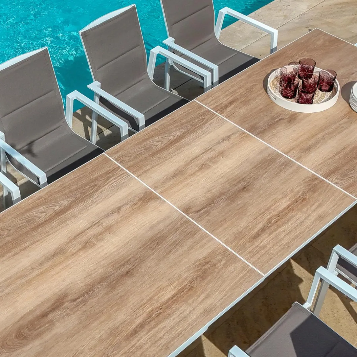MOBELLIA Table de jardin extensible en aluminium 10 places (260 x 96 cm) Amalfi Blanc