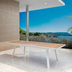 MOBELLIA Table de jardin extensible en aluminium 10 places (260 x 96 cm) Amalfi Blanc