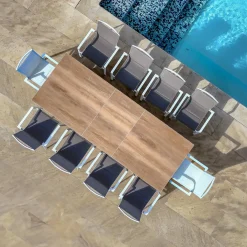 MOBELLIA Table de jardin extensible en aluminium 10 places (260 x 96 cm) Amalfi Blanc