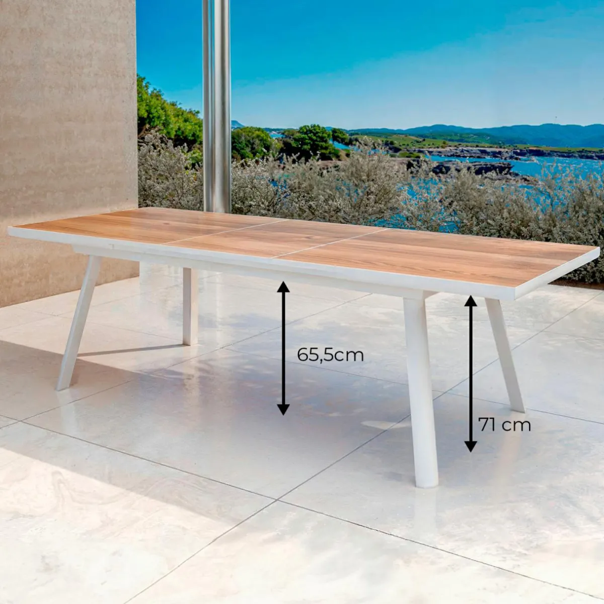 MOBELLIA Table de jardin extensible en aluminium 10 places (260 x 96 cm) Amalfi Blanc