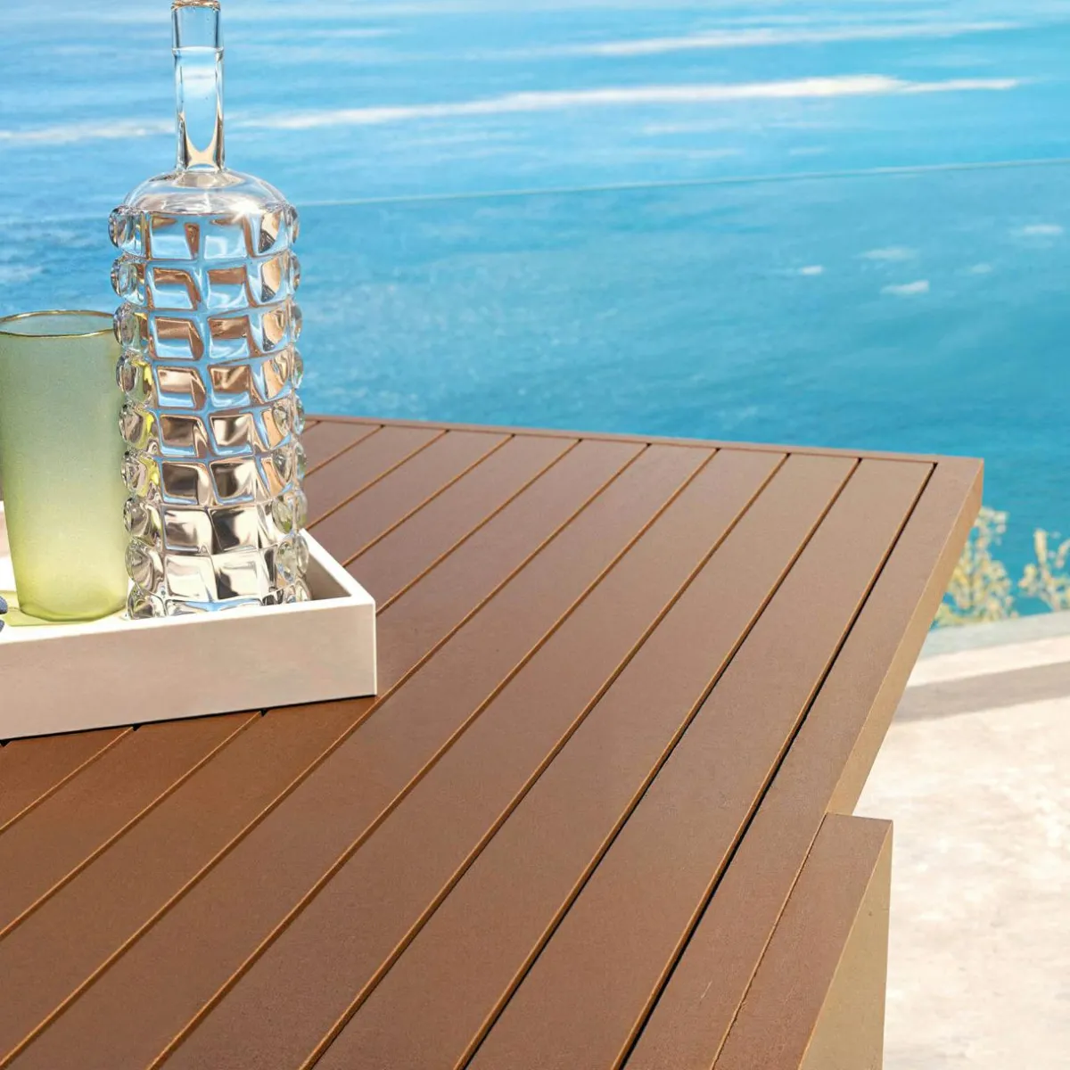 MOBELLIA Table de jardin extensible aluminium 12 places (200/320 x 100 cm) Murano Bronze Outlet