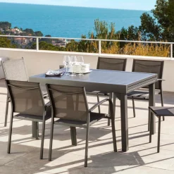 MOBELLIA Table de jardin extensible en aluminium 10 places (135/270 x 90 cm) Murano Gris Anthracite Clearance