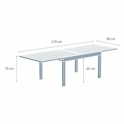 MOBELLIA Table de jardin extensible en aluminium 10 places (135/270 x 90 cm) Murano Gris Anthracite Clearance