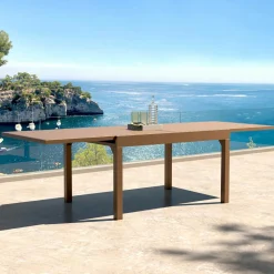 MOBELLIA Table de jardin extensible aluminium 10 places (135/270 x 90 cm) Murano Bronze